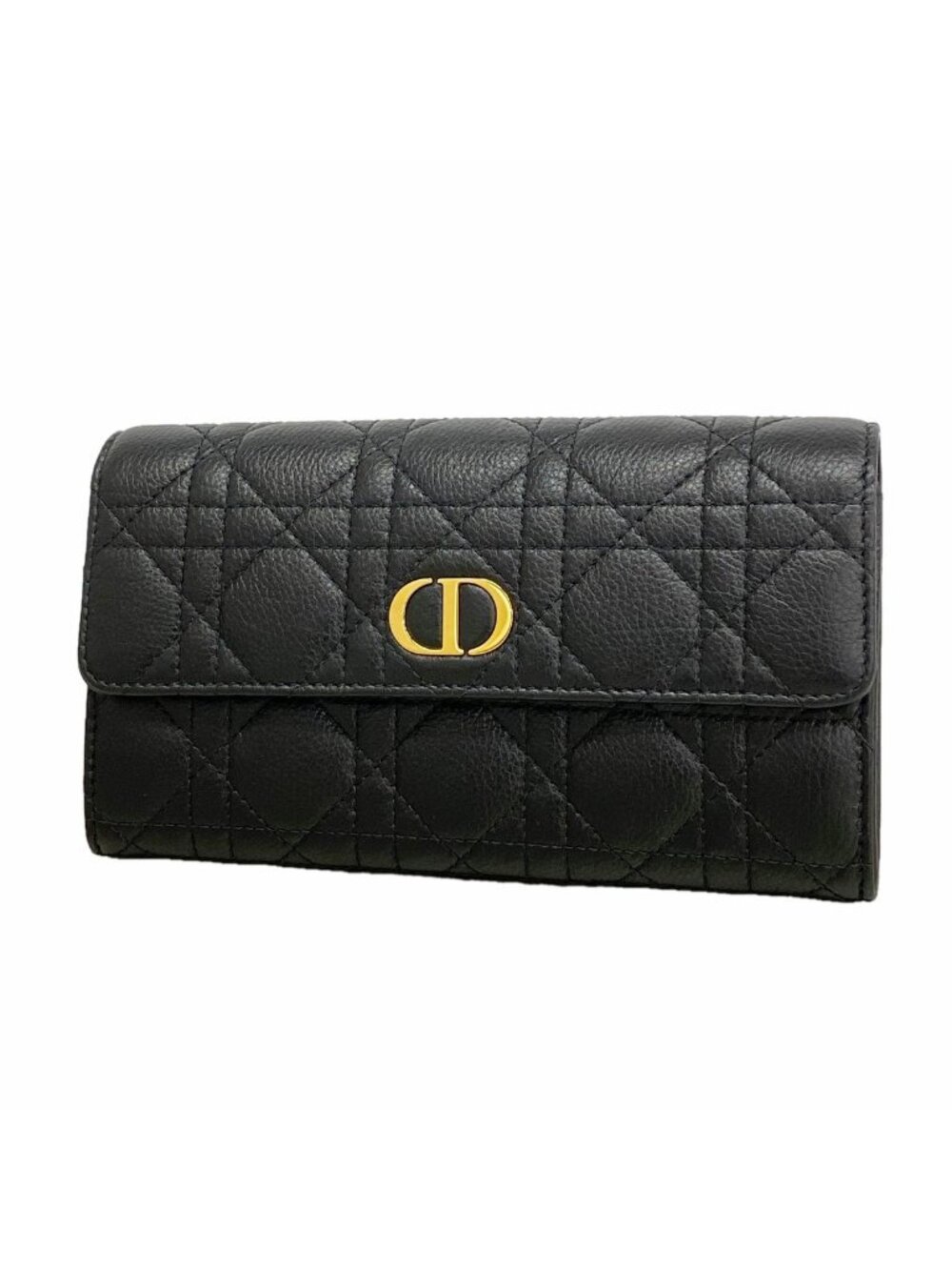 Dior Wallet Cannage Leather Black Gold